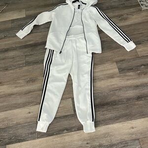 adidas White Track Jacket & Joggers with Black Stripe NWOT Brand new